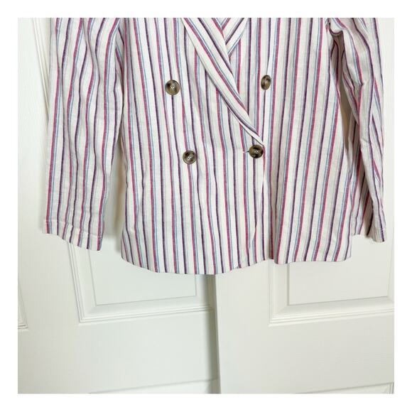 Anthropologie x DOLAN Anna Striped Double Breasted Linen Cotton Blazer NWT Sz S - Picture 4 of 11